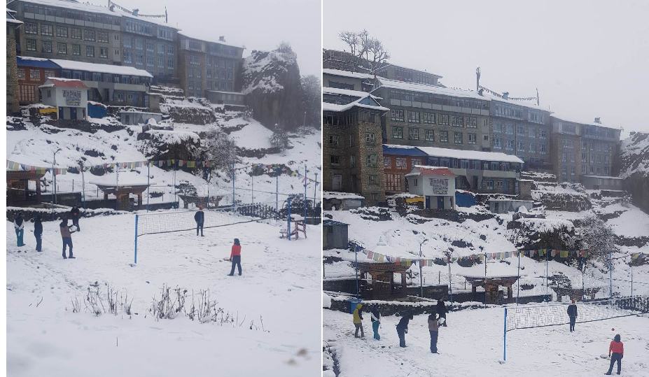 खुम्बु क्षेत्र हिउँले ढपक्कै, हिउँमा रमाउँदै पर्यटक 3 Khumbuma Hiu